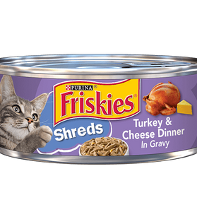 Friskies Savory Shreds Turkey And Cheese Dinner In Gravy Canned Cat Food
