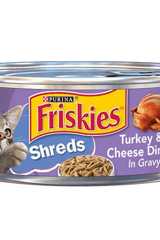 Friskies Savory Shreds Turkey And Cheese Dinner In Gravy Canned Cat Food