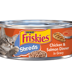 Friskies Savory Shreds Chicken And Salmon Dinner In Gravy Canned Cat Food