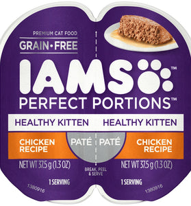 Iams Perfect Portions Healthy Kitten Chicken Pate Wet Cat Food Tray