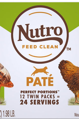 Nutro Perfect Portions Grain Free Turkey Pate and Chicken Pate Wet Cat Food Tray Variety Pack