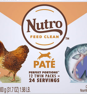 Nutro Perfect Portions Grain Free Salmon & Tuna and Chicken & Shrimp Pate Wet Cat Food Tray Variety Pack