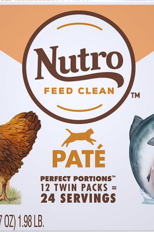 Nutro Perfect Portions Grain Free Salmon & Tuna and Chicken & Shrimp Pate Wet Cat Food Tray Variety Pack
