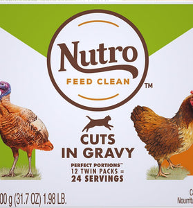 Nutro Perfect Portions Grain Free Chicken and Turkey Cuts in Gravy Wet Cat Food Tray Variety Pack
