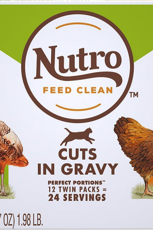 Nutro Perfect Portions Grain Free Chicken and Turkey Cuts in Gravy Wet Cat Food Tray Variety Pack