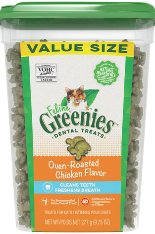 Feline Greenies Adult Dental Oven Roasted Chicken Flavor Cat Treats