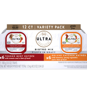 Nutro Ultra Grain Free Adult Soft Filets In Gravy Bistro Mix Wet Dog Food Variety Pack