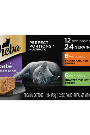 Sheba Pat Variety Pack Savory Chicken & Roasted Turkey Entres Perfect Portions Twin Pack Wet Cat Food