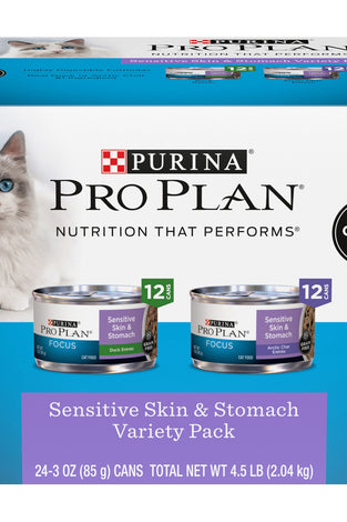 Purina Pro Plan Focus Sensitive Skin & Stomach Poultry & Seafood Favorites Variety Pack Wet Cat Food